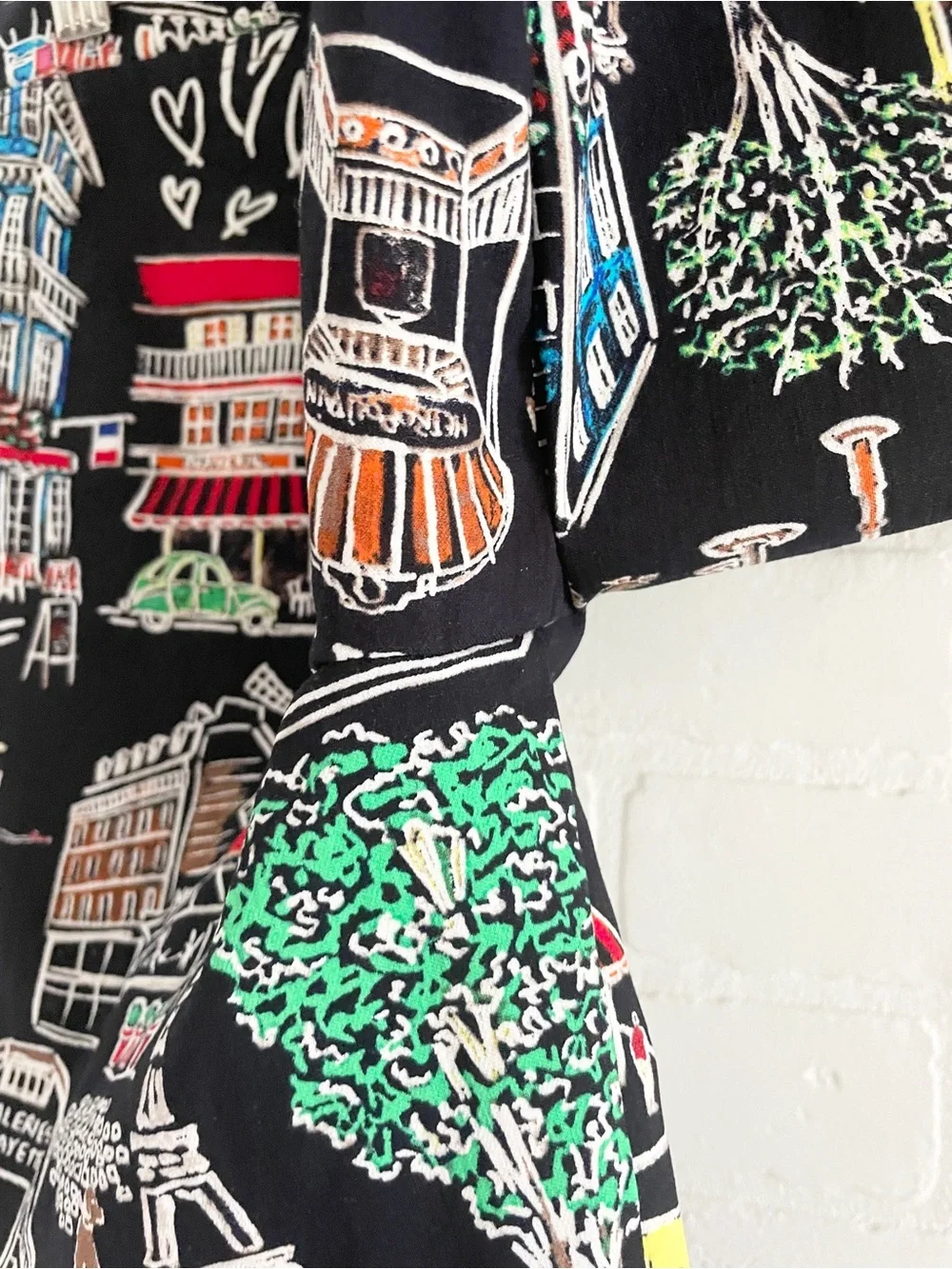 Vintage Paris Novelty Crop Pants Eiffel Tower Moulin Rouge Scene Sz 2 - Picture 13 of 16